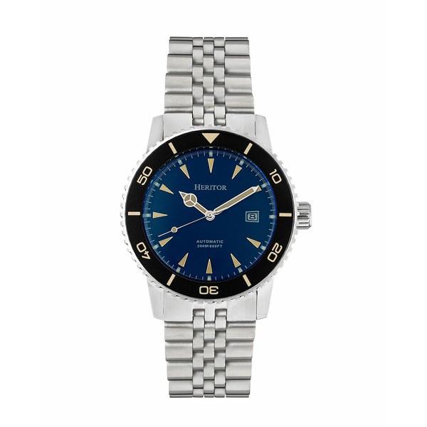 ヘリトール レディース 腕時計 アクセサリー Women's Automatic Hurst Silver-tone Stainless Steel Bracelet Watch, 46mm Navy