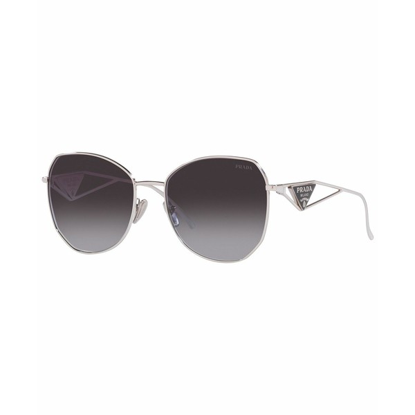 プラダ レディース サングラス＆アイウェア アクセサリー Women's Sunglasses, 57 Silver-Tone