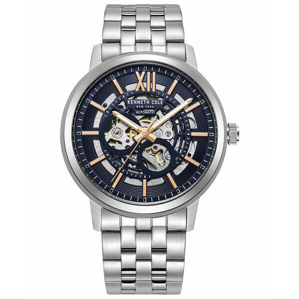 ケネスコール メンズ 腕時計 アクセサリー Men's Automatic Stainless Steel Bracelet Watch 44mm Silver