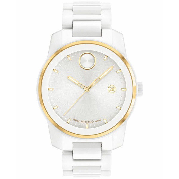 モバド メンズ 腕時計 アクセサリー Men's Swiss Bold Verso White Ceramic Bracelet Watch 42mm White