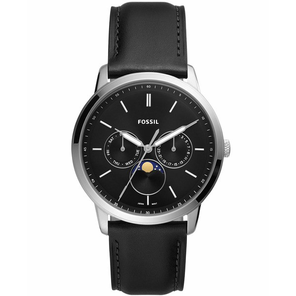 フォッシル メンズ 腕時計 アクセサリー Men's Neutra Black Leather Strap Watch 42mm Black