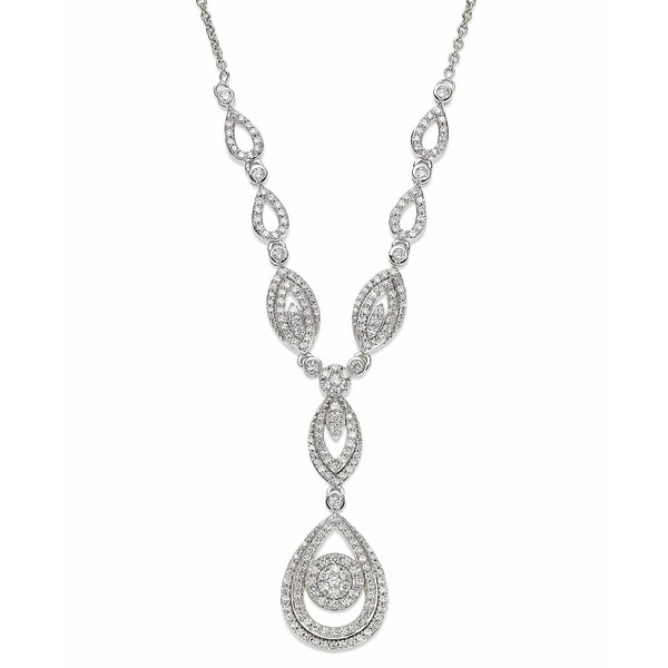 ラップド イン ラブ レディース ネックレス・チョーカー・ペンダントトップ アクセサリー Diamond Double Drop Pendant 17" in 14k Whit