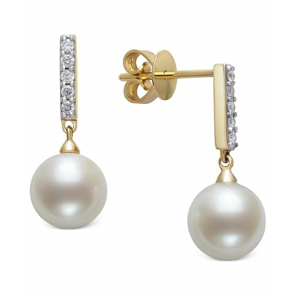 ベル ドゥ メール レディース ピアス＆イヤリング アクセサリー Cultured Freshwater Pearl (8mm) & Diamond (1/6 ct. t.w.) Drop Earrin