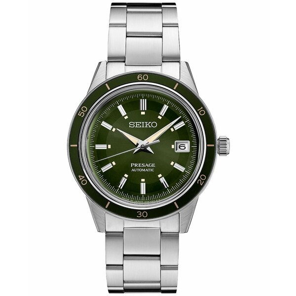 セイコー メンズ 腕時計 アクセサリー Men's Automatic Presage Stainless Steel Bracelet Watch 41mm Green