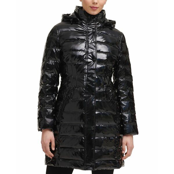 ゲス レディース ジャケット＆ブルゾン アウター Women's High-Shine Hooded Puffer Coat Black