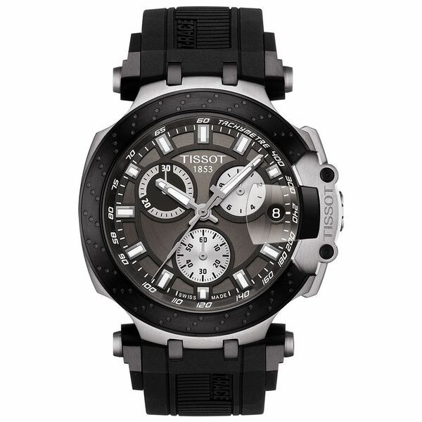 ティソット メンズ 腕時計 アクセサリー Men's Swiss Chronograph T-Sport T-Race Black Silicone Strap Watch 47.6mm Black