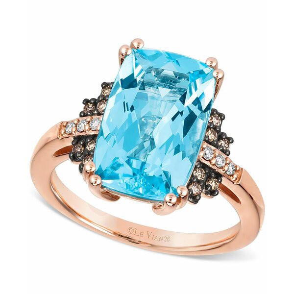 ルヴァン レディース リング アクセサリー Blue Topaz (6-3/8 ct. t.w.) & Diamond (1/6 ct. t.w.) Ring in 14k Rose Gold Blue Topaz