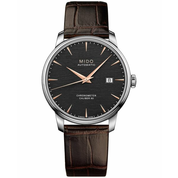 ミド メンズ 腕時計 アクセサリー Men's Swiss Automatic Baroncelli Brown Leather Strap Watch 40mm Brown