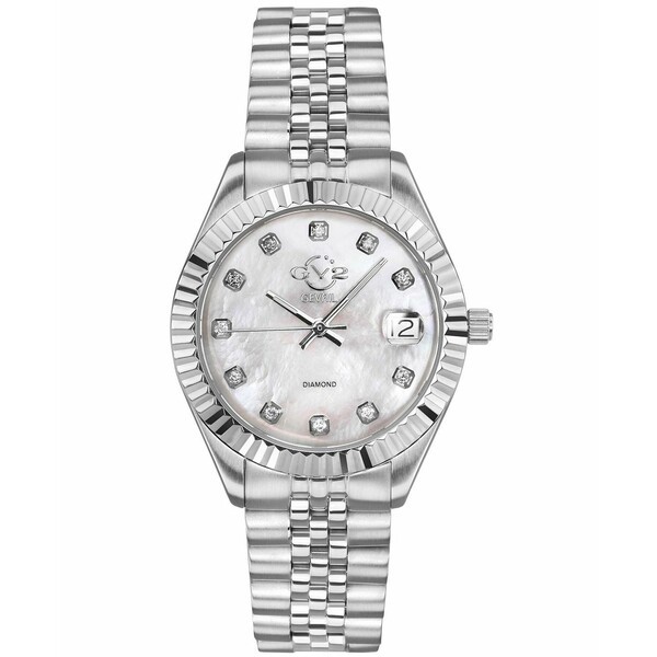 ジェビル レディース 腕時計 アクセサリー GV2 Women's Naples Silver-Tone Stainless Steel Swiss Quartz Bracelet Watch 34 mm Silver-