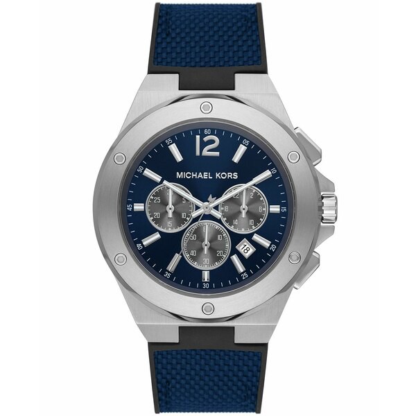 マイケルコース メンズ 腕時計 アクセサリー Men's Lennox Chronograph Black and Navy Nylon Strap Watch Blue