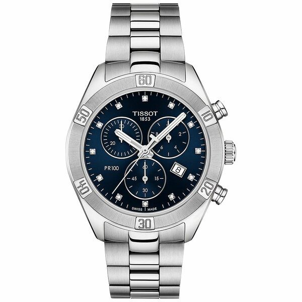 ティソット レディース 腕時計 アクセサリー Women's Swiss Chronograph T-Classic PR 100 Diamond (1/20 ct. t.w.) Gray Stainless Stee