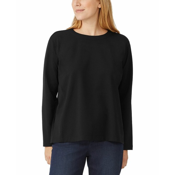 エイリーンフィッシャー レディース カットソー トップス Crewneck Dolman-Sleeve Top Black