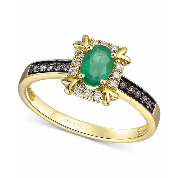 ルヴァン レディース リング アクセサリー Emerald (1/3 ct. t.w.) & Diamond (1/6 ct. t.w.) Ring in 14k Gold Emerald