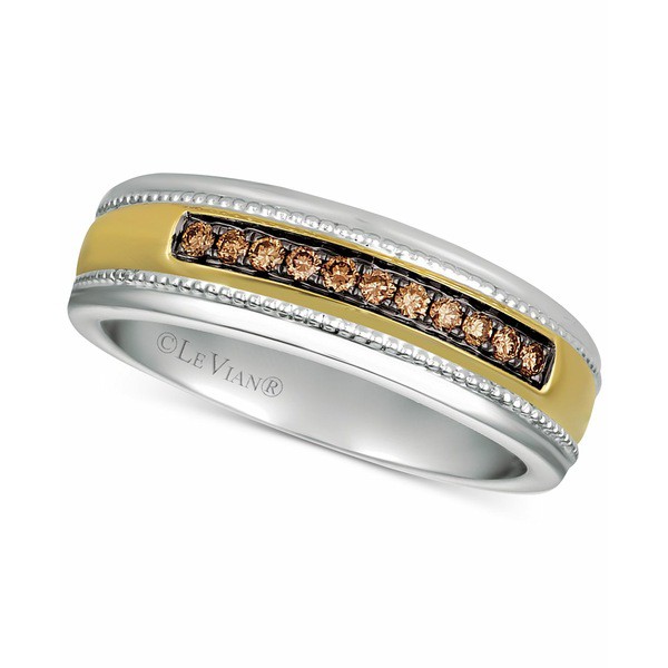 ルヴァン メンズ リング アクセサリー Men's Diamond Two-Tone Ring (1/5 ct. t.w.) in 14k Gold & White Gold Two-Tone