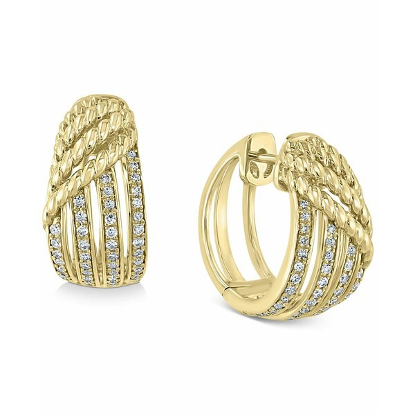 エフィー コレクション レディース ピアス＆イヤリング アクセサリー EFFY® Diamond Multirow Hoop Earrings (1/3 ct. t.w.) in 14k