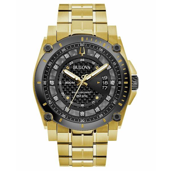 ブロバ メンズ 腕時計 アクセサリー Men's Precisionist Diamond-Accent Gold-Tone Stainless Steel Bracelet Watch 46.5mm Gold