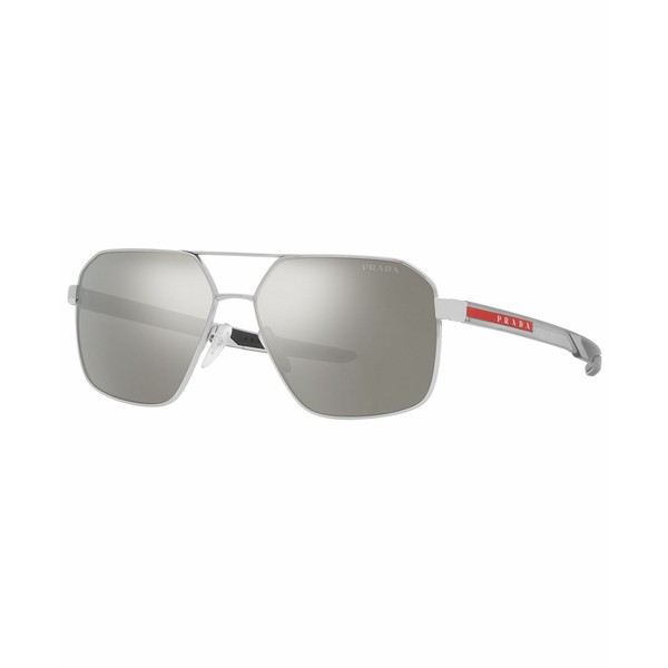 プラダ メンズ サングラス・アイウェア アクセサリー Men's Sunglasses, 60 Silver-Tone