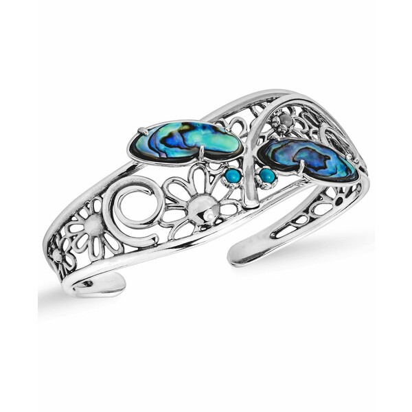 アメリカンウェスト レディース ブレスレット・バングル・アンクレット アクセサリー Abalone and Gemstone Dragonfly Cuff in Sterling