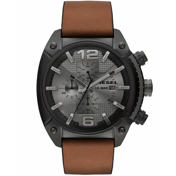 ディーゼル レディース 腕時計 アクセサリー Unisex Chronograph Overflow Tan Leather Strap Watch 54x49mm Brown