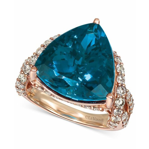 ルヴァン レディース リング アクセサリー Deep Sea Blue Topaz (9 ct. t.w.) & Nude Diamonds (1-3/4 ct. t.w.) Ring in 14k Rose Gold