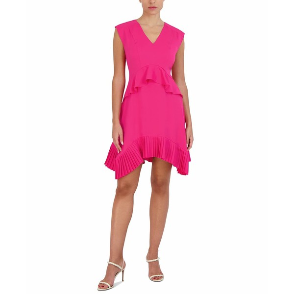 ビーシービージーマックスアズリア レディース ワンピース トップス Women's Ruffled Pleated Dress Beetroot Purple