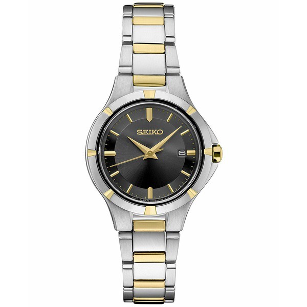 セイコー レディース 腕時計 アクセサリー Women's Essential Two Tone Stainless Steel Bracelet Watch 27mm Black