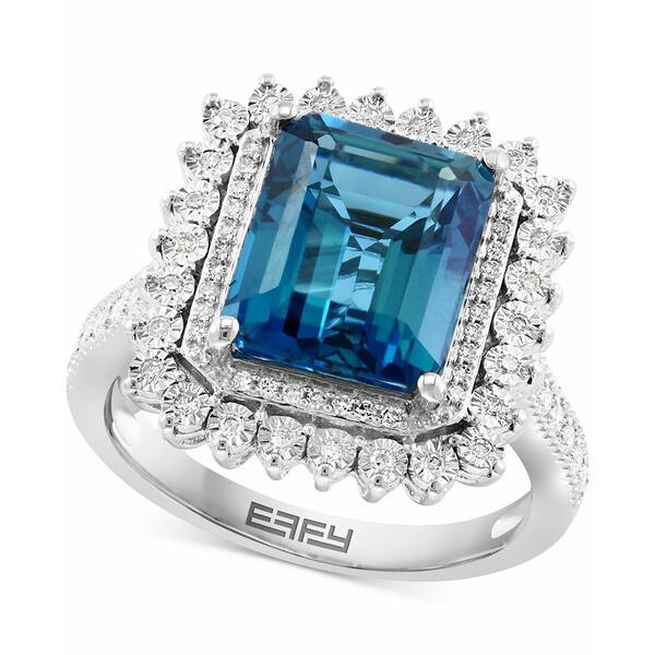 エフィー コレクション レディース リング アクセサリー EFFY® London Blue Topaz (5-1/4 ct. t.w.) & Diamond (1/3 ct. t.w.) Halo