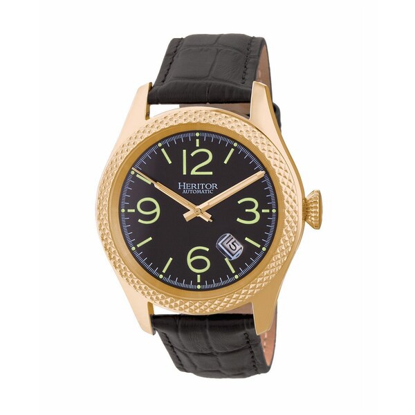 ヘリトール レディース 腕時計 アクセサリー Automatic Barnes Gold & Black Leather Watches 44mm Black