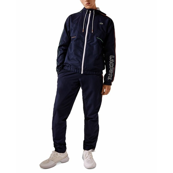 ラコステ メンズ パーカー・スウェットシャツ アウター Men's Crocodile Print Track Suit Marine/marine-trefle-mandarinier 08E-blanc