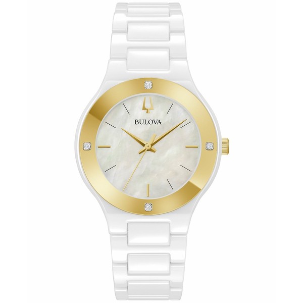 ブロバ レディース 腕時計 アクセサリー Women's Millennia Diamond Accent White Ceramic Bracelet Watch 35mm White