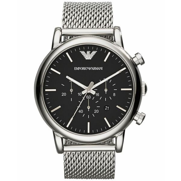 エンポリオ アルマーニ メンズ 腕時計 アクセサリー Men's Chronograph Stainless Steel Mesh Bracelet Watch 46mm AR1808 No Color