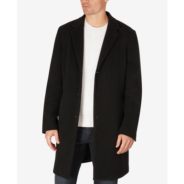 トミー ヒルフィガー メンズ ジャケット＆ブルゾン アウター Men's Addison Wool-Blend Trim Fit Overcoat Black