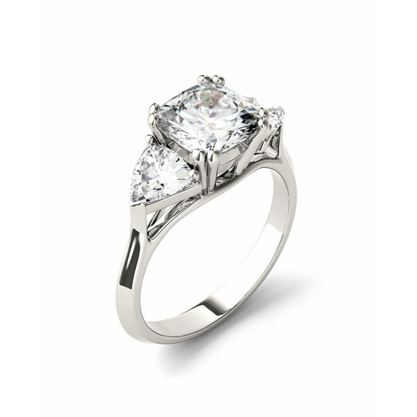 チャールズ アンド コルバード レディース リング アクセサリー Moissanite Three Stone Ring 3 ct. t.w. Diamond Equivalent in 14k Whi