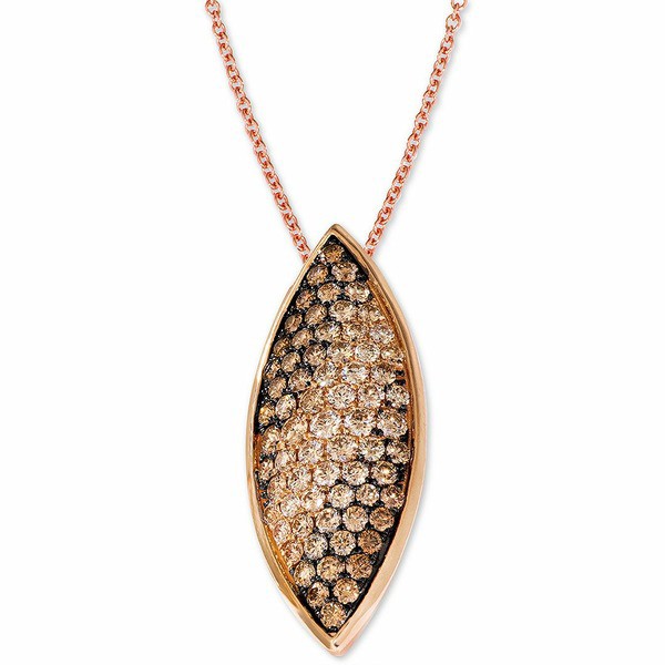 ルヴァン レディース ネックレス・チョーカー・ペンダントトップ アクセサリー Chocolate Soufflee® Diamond Leaf 18" Pendant Neckl