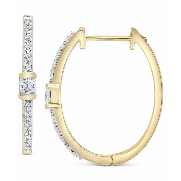 ラップド レディース ピアス＆イヤリング アクセサリー Certified Diamond Princess Hoop Earrings (1/6 ct. t.w.) in 14k Gold, Create