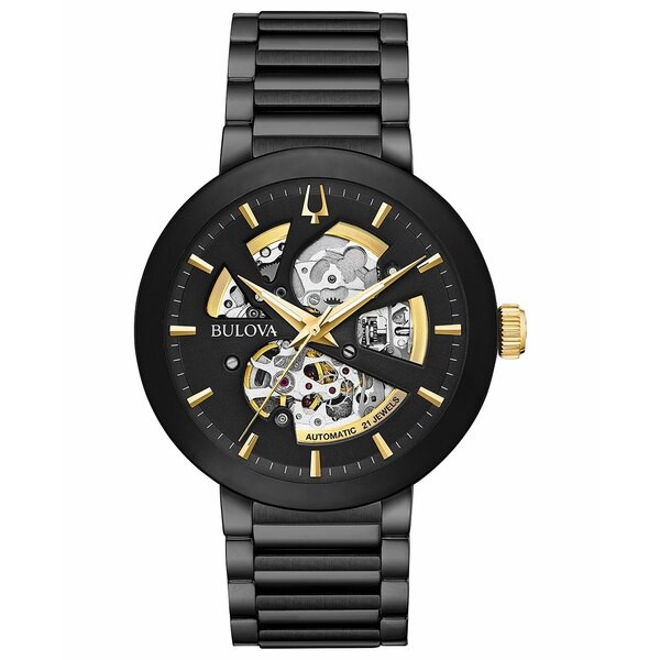 ブロバ メンズ 腕時計 アクセサリー Men's Futuro Black Stainless Steel Bracelet Watch 42mm No Color