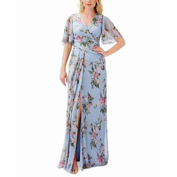 アドリアナ パペル レディース ワンピース トップス Women's Metallic Printed Gown Dusty Blue Multi