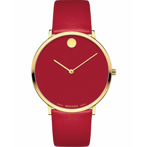 モバド レディース 腕時計 アクセサリー Swiss Modern Red Leather Strap Watch 40mm Red