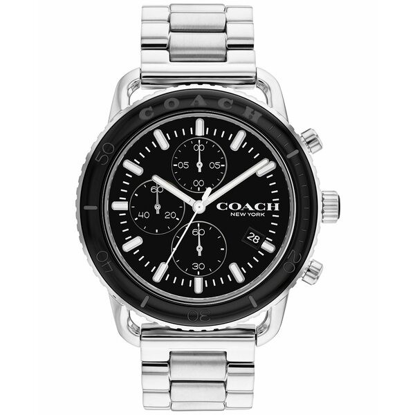 コーチ メンズ 腕時計 アクセサリー Men's Chronograph Cruiser Stainless Steel Bracelet Watch 44mm Silver