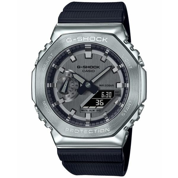 ジーショック メンズ 腕時計 アクセサリー Men's Black & Silver-Tone Strap Watch 45.2mm Black