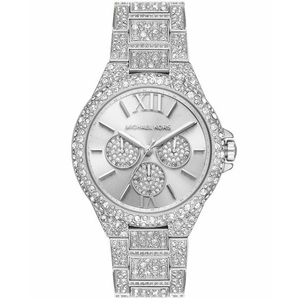 マイケルコース レディース 腕時計 アクセサリー Women's Camille Multifunction Silver-Tone Stainless Steel Pave Bracelet Watch 42mm