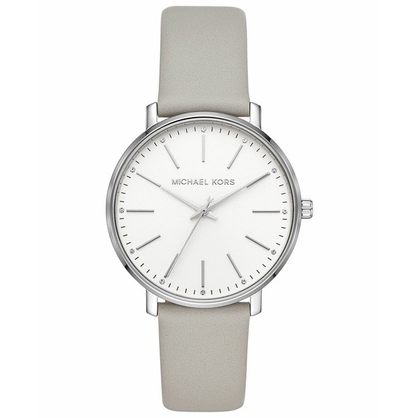 マイケルコース レディース 腕時計 アクセサリー Women's Pyper Gray Leather Strap Watch 38mm Gray/White