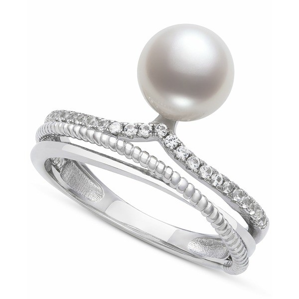 ベル ドゥ メール レディース リング アクセサリー Cultured Freshwater Button Pearl (7mm) & Lab-Created White Sapphire (1/4 ct. t.w