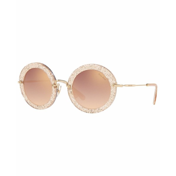 ミュウミュウ レディース サングラス＆アイウェア アクセサリー Women's Sunglasses, MU 13NS GLITTER GOLD/GRADIENT PINK MIRROR PINK