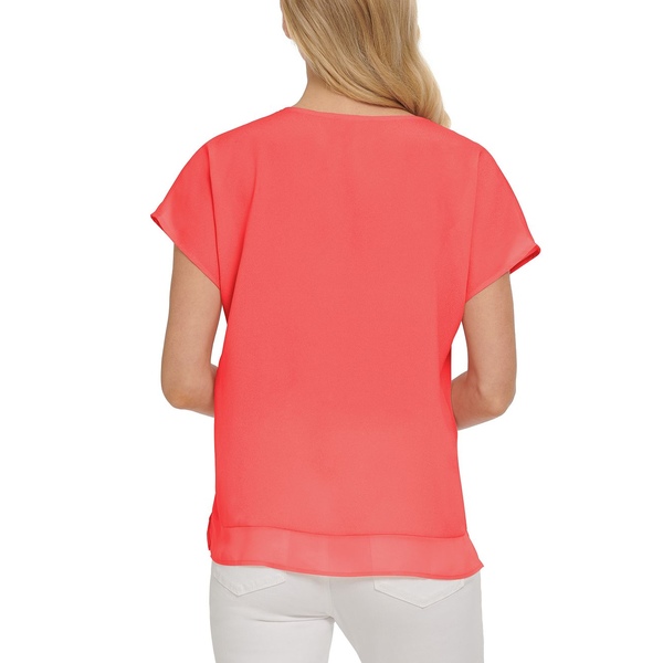 HOT新作 ダナ V-Neck Chiffon-Trim Top Flareの通販はau PAY マーケット - asty|商品ロットナンバー:496068718 キャラン ニューヨーク レディース カットソー トップス 爆買いセール
