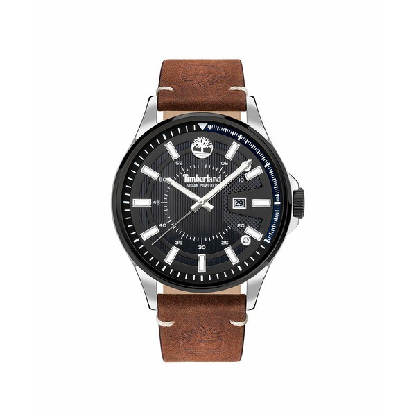 ティンバーランド レディース 腕時計 アクセサリー Solar 3 Hands Date Brown Genuine Leather Strap Watch 46mm Brown