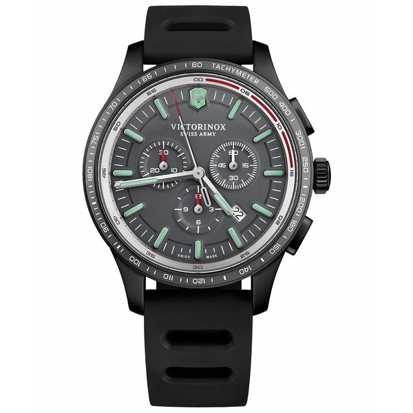 ビクトリノックス メンズ 腕時計 アクセサリー Men's Swiss Chronograph Alliance Sport Black Rubber Strap Watch 44mm Grey