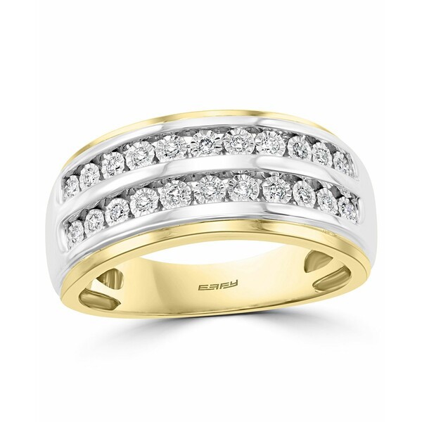 エフィー コレクション メンズ リング アクセサリー EFFY® Men's Diamond Double-Row Ring (1/4 ct. t.w.) in 14k Gold & White Gold