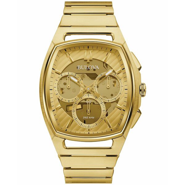 ブロバ メンズ 腕時計 アクセサリー Men's Chronograph Curv Gold-Tone Stainless Steel Bracelet Watch 41.7mm Gold