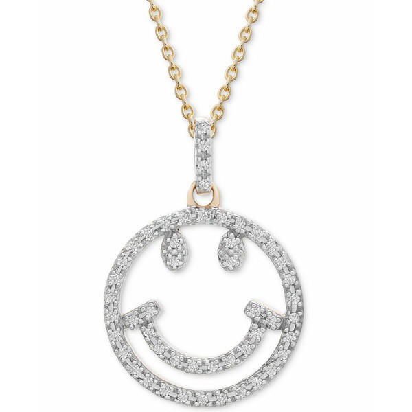 ラップド レディース ネックレス・チョーカー・ペンダントトップ アクセサリー Diamond Smiley Face 18" Pendant Necklace (1/10 ct. t.